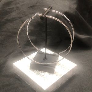 3/$30 Extra Large Gunmetal Black Hoop Earrings